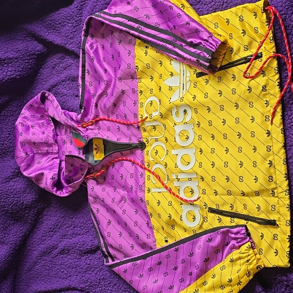 adidas Jackets & Blazers - Adidas X Gucci GG Purple and Yellow Hooded Jacket